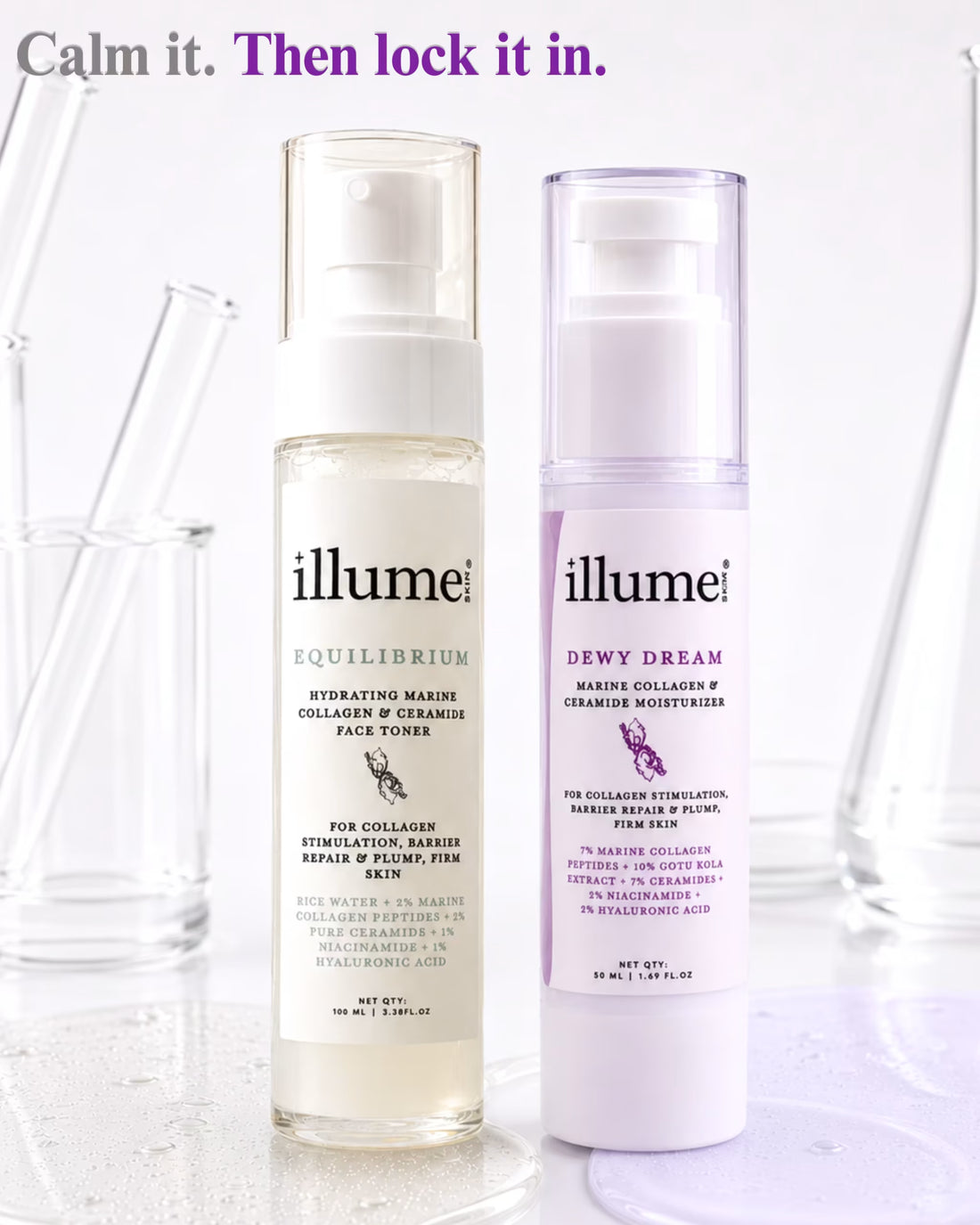 Calm & Tone It Duo - Equilibrium Toner + Dewy Dream Moisturiser - ILLUME SKIN