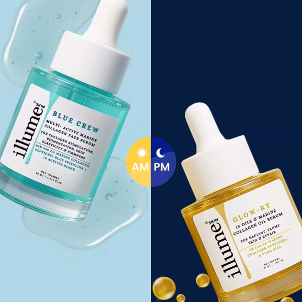 Day and night collagen boosting combo- Blue crew face serum and Glowry oil serum